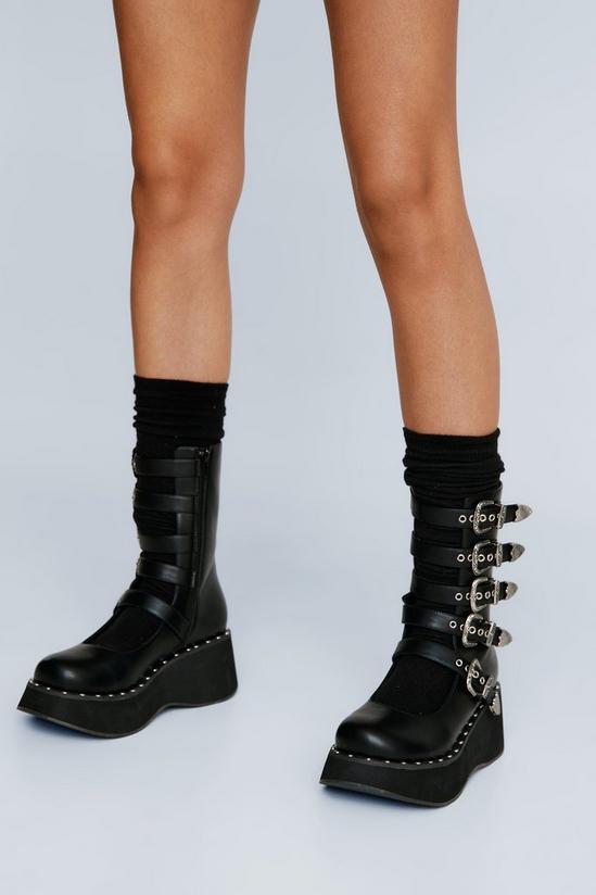 NastyGal Faux Leather Buckle Detail Ankle Boots 2