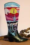 NastyGal Leather Embroidered Landscape Knee High Cowboy Boots thumbnail 3