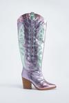 NastyGal Leather Metallic Butterfly Knee High Cowboy Boots thumbnail 3