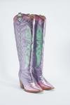 NastyGal Leather Metallic Butterfly Knee High Cowboy Boots thumbnail 4