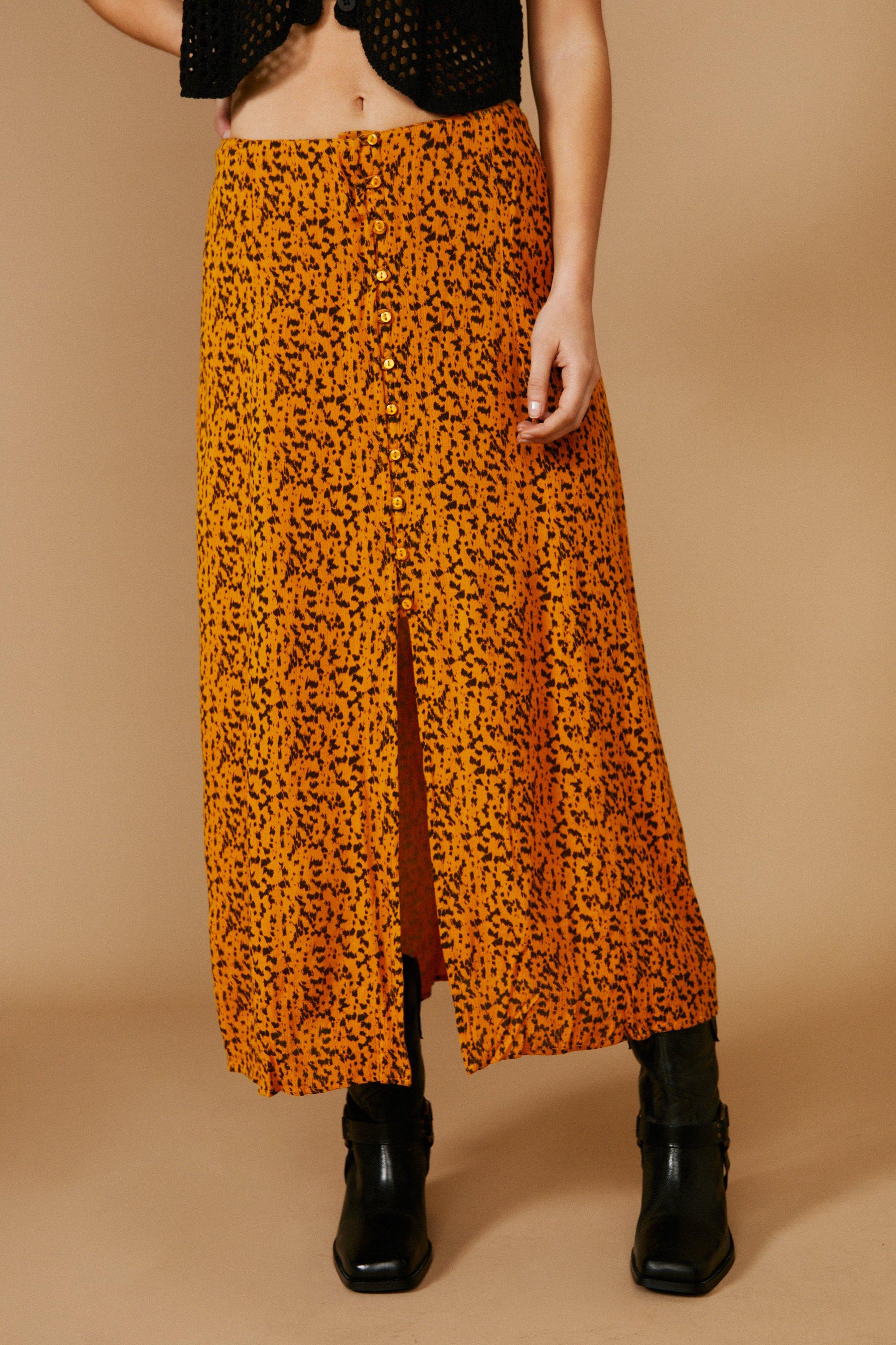 Leopard print maxi skirt yellow sale