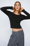 NastyGal Ribbed Fitted Long Sleeve Scoop Neck T-shirt thumbnail 2
