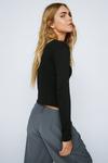 NastyGal Ribbed Fitted Long Sleeve Scoop Neck T-shirt thumbnail 4