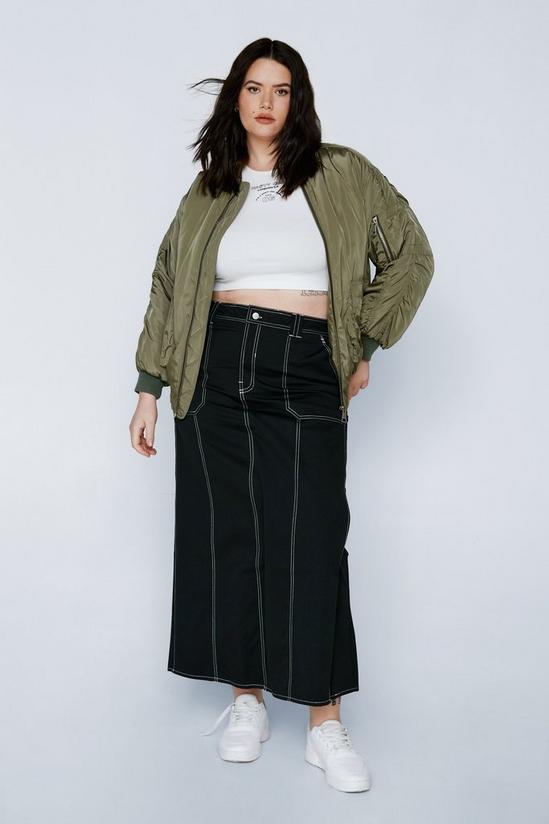 NastyGal Plus Size Exposed Stitch Twill Maxi Skirt 1