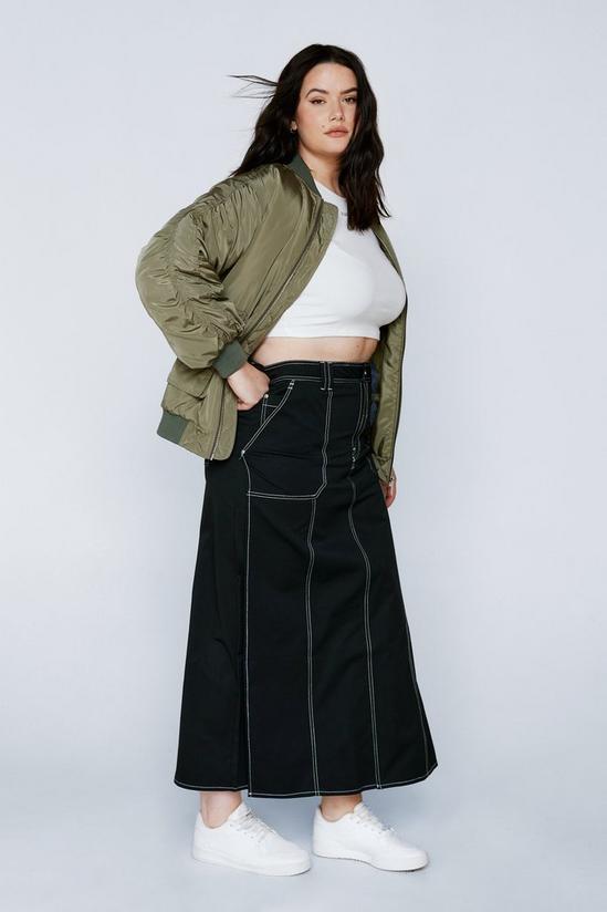 NastyGal Plus Size Exposed Stitch Twill Maxi Skirt 2
