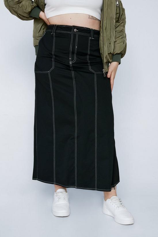 NastyGal Plus Size Exposed Stitch Twill Maxi Skirt 3