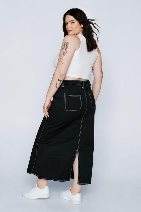 NastyGal Plus Size Exposed Stitch Twill Maxi Skirt 4