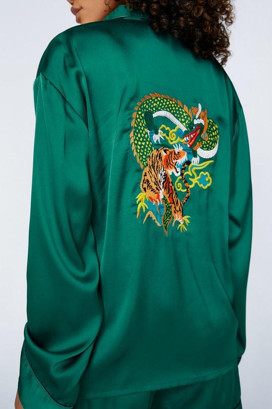 NastyGal Embroidered Dragon Shirt & Shorts PJ Set 2