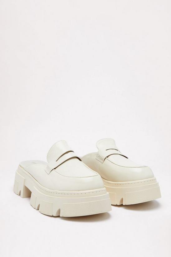 NastyGal Faux Leather Backless Chunky Loafers 3