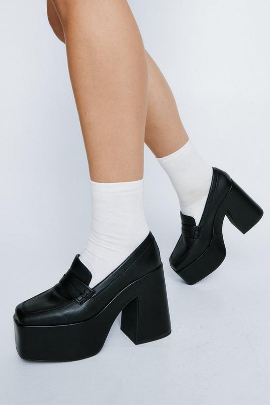 NastyGal Faux Leather Heeled Loafers 1