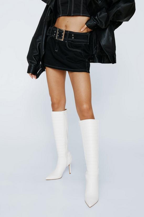 NastyGal Faux Leather Padded Knee High Boots 1