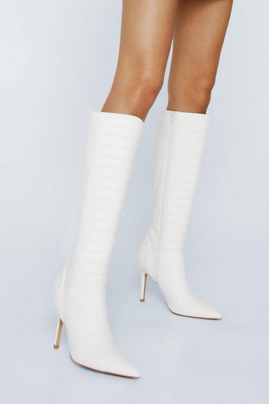 NastyGal Faux Leather Padded Knee High Boots 2