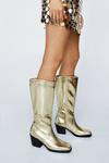 NastyGal Faux Leather Metallic Square Toe Knee High Cowboy Boots thumbnail 4