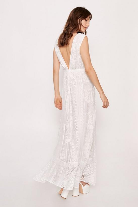 NastyGal Bridal Embroidery Lace Plunge Maxi Dress 4