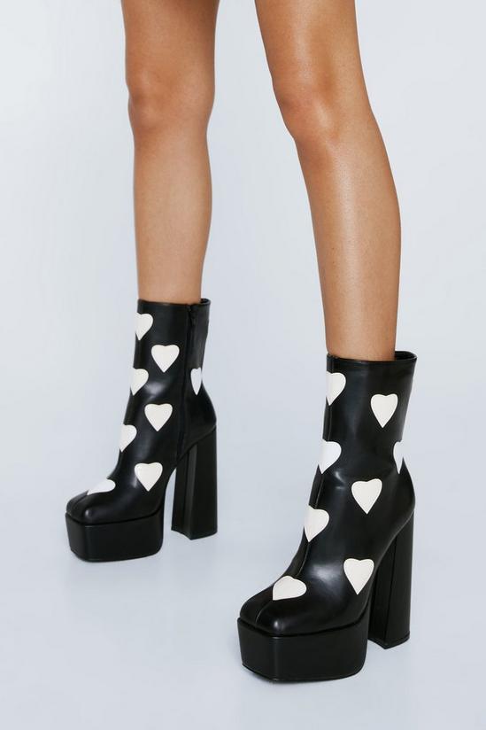 NastyGal Faux Leather Heart Platform Ankle Boots 2