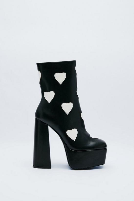 NastyGal Faux Leather Heart Platform Ankle Boots 3