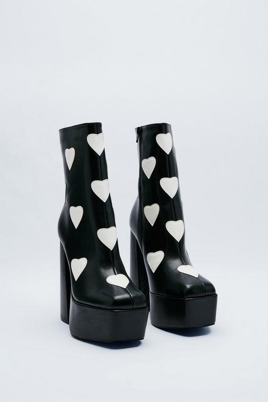 NastyGal Faux Leather Heart Platform Ankle Boots 4