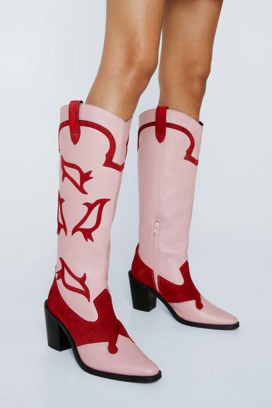 NastyGal Leather Colorblock Cowboy Boots 2