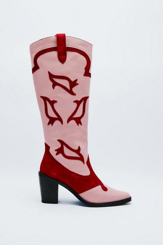 NastyGal Leather Colorblock Cowboy Boots 3