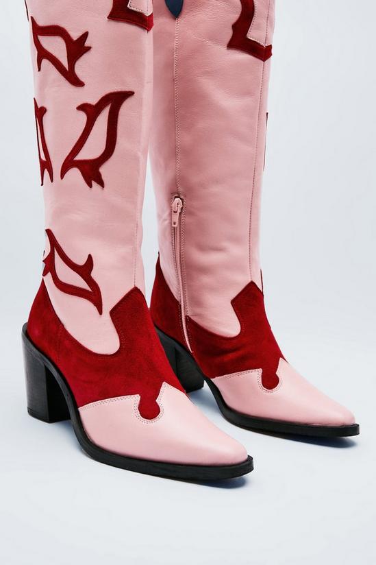 NastyGal Leather Colorblock Cowboy Boots 4
