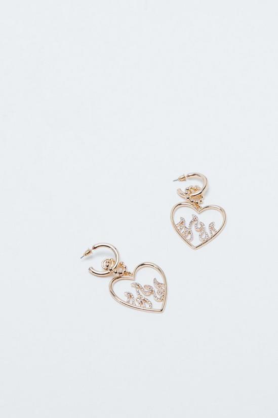 NastyGal Diamante Embellished Flame Heart Earrings 3