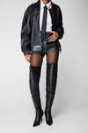 NastyGal Faux Leather Padded Motocross Thigh High Boots thumbnail 1