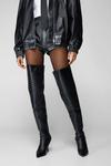 NastyGal Faux Leather Padded Motocross Thigh High Boots thumbnail 2