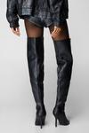 NastyGal Faux Leather Padded Motocross Thigh High Boots thumbnail 4