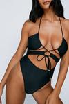 NastyGal Ruched Tie Cut Out Halterneck Swimsuit thumbnail 2