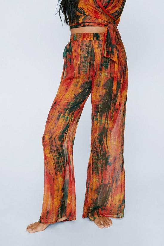 NastyGal Blurred Tie Dye Chiffon Wide Leg Cover Up Trousers 4