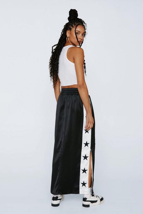 NastyGal Embroidered Star Taping Detail Satin Maxi Skirt 4