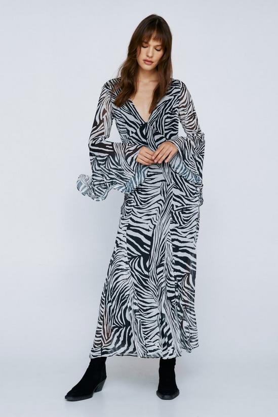 NastyGal Animal Print Chiffon Long Sleeve Maxi Dress 1