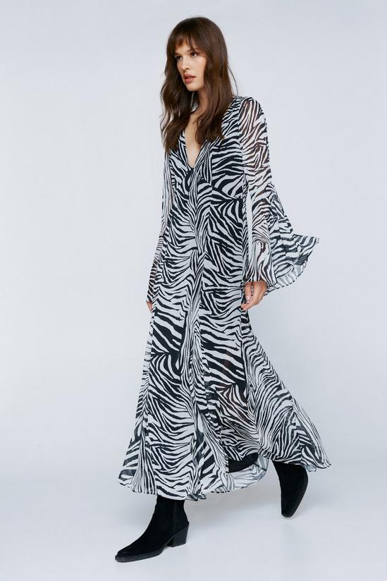 NastyGal Animal Print Chiffon Long Sleeve Maxi Dress 2