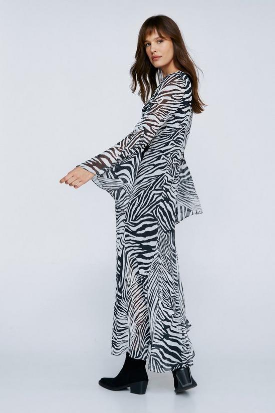 NastyGal Animal Print Chiffon Long Sleeve Maxi Dress 4