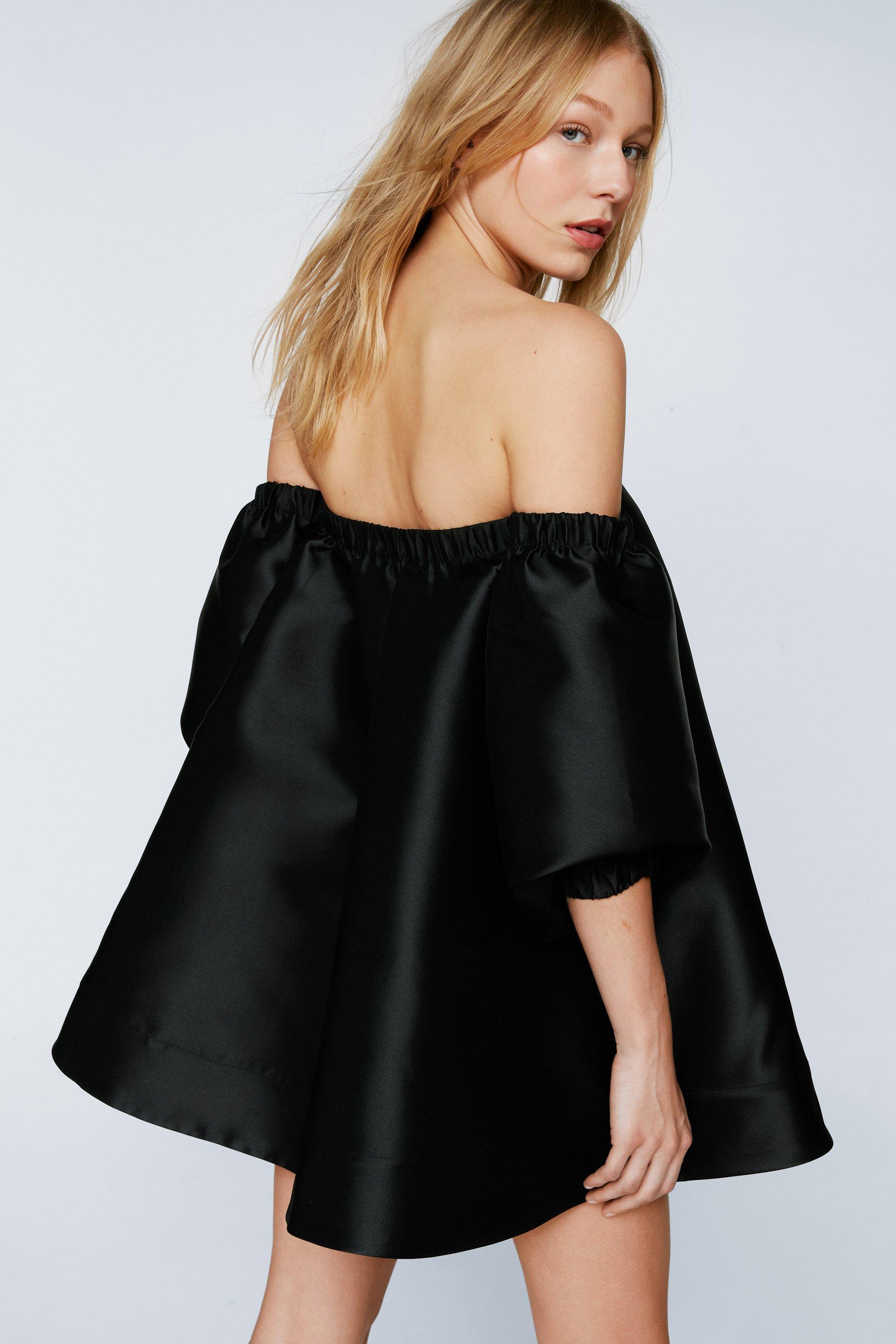 Black bardot shop prom dress