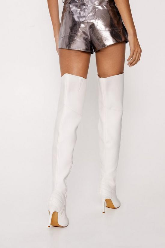 NastyGal Faux Leather Padded Motocross Thigh High Boots 4