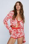 NastyGal Lounge Heart Print Tie Front Knitted Cardigan thumbnail 1