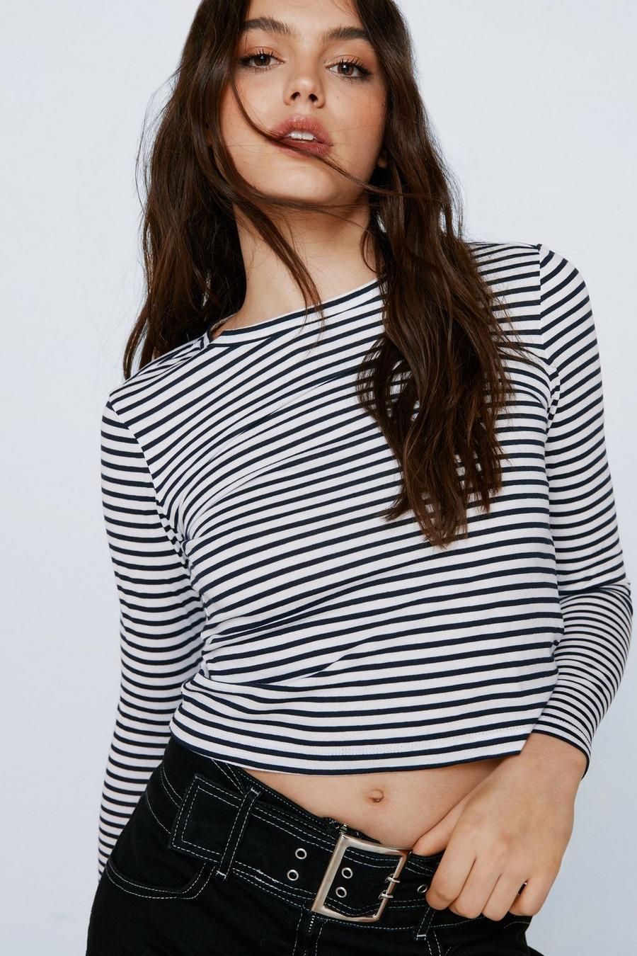 Stripe multi Long Sleeve Fitted Striped T-shirt
