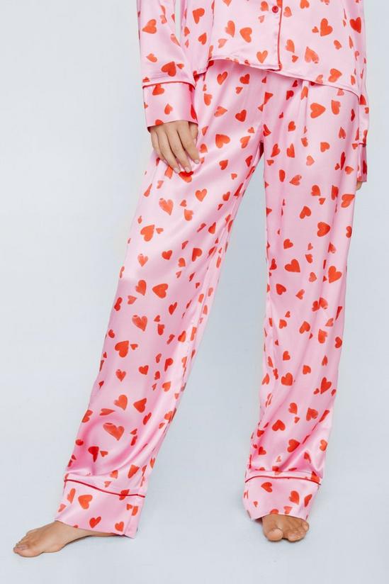 NastyGal 6-pc Satin Heart Print Pajama Set 2