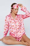NastyGal 6-pc Satin Heart Print Pajama Set thumbnail 3