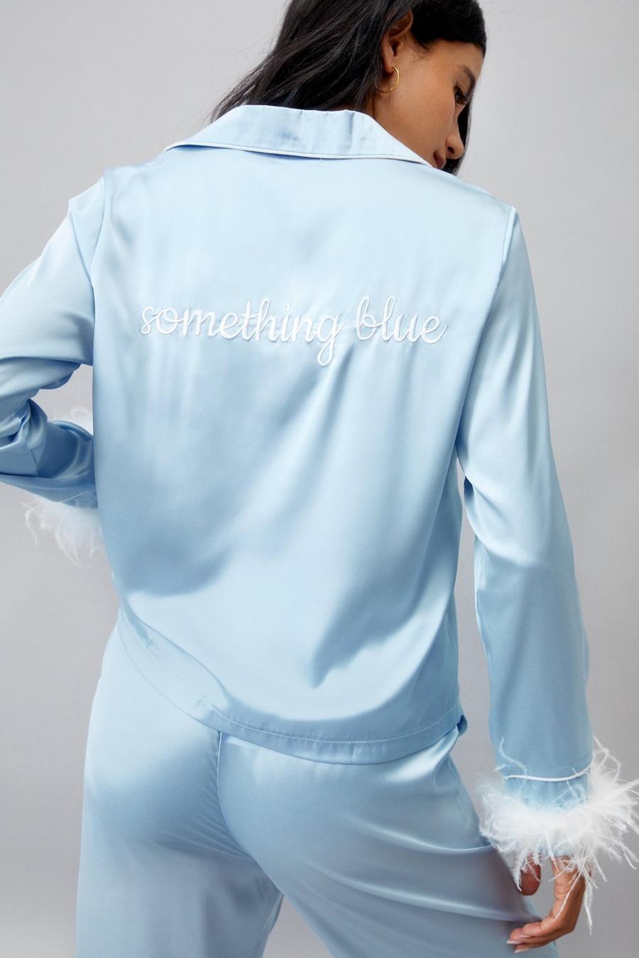 Baby blue Something Blue Embroidered Feather PJ Trousers Set image number 1