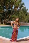 NastyGal Satin Blurred Stripe Underwire Bikini And Skirt 3pc Set thumbnail 1