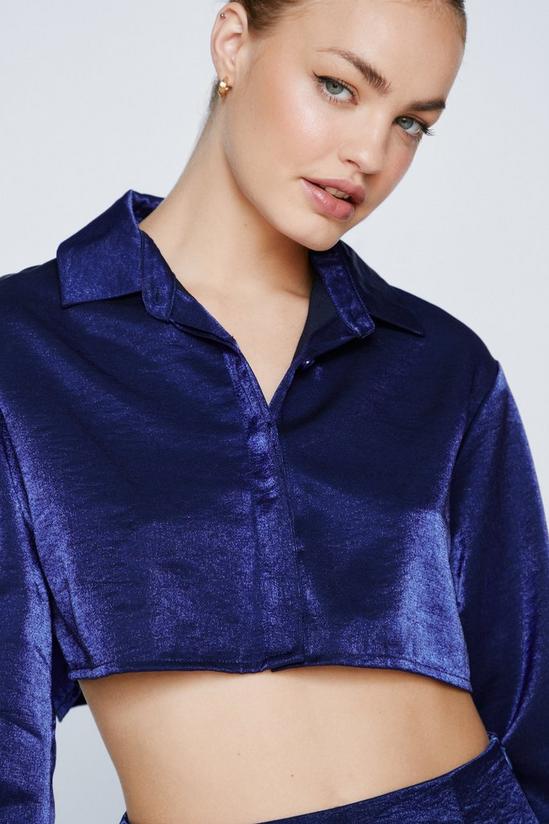 NastyGal Petite Shimmer Cropped Long Sleeve Shirt 4