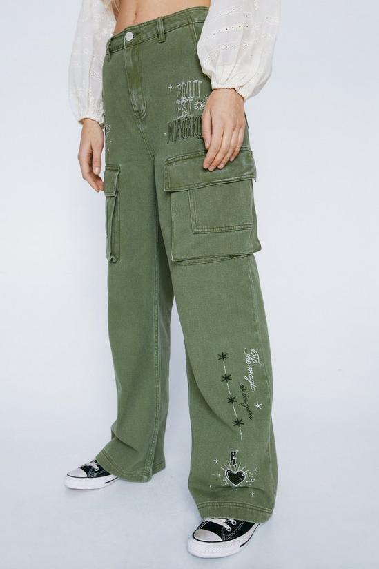 NastyGal Premium Embroidered Cargo Pants 1