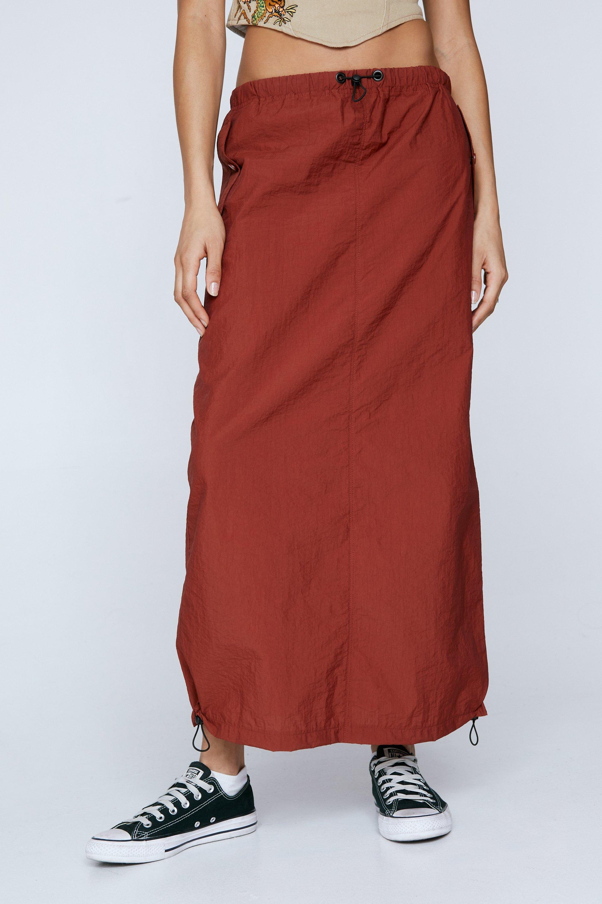 Nylon Dual Hem Detail Cargo Skirt