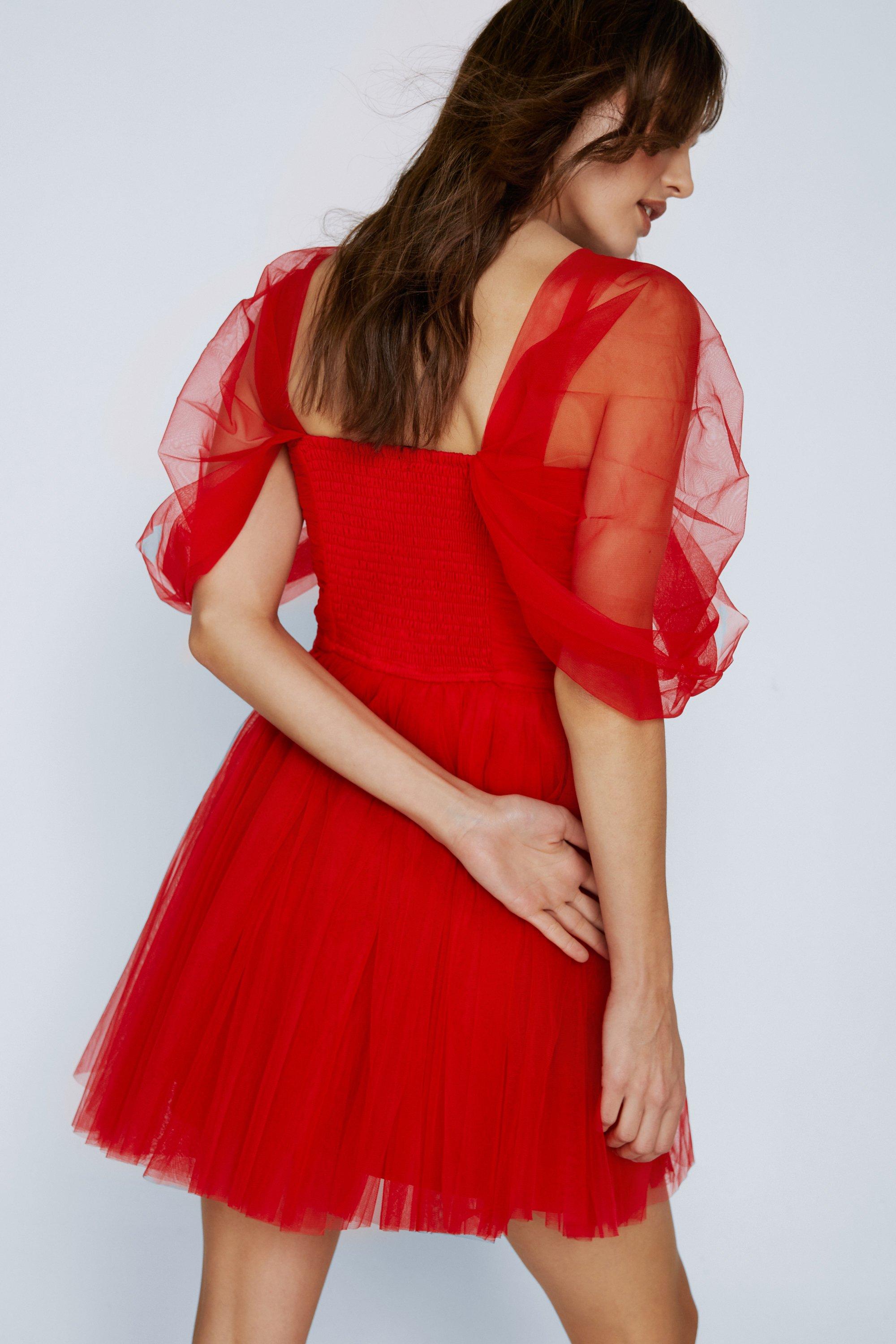 Red tulle 2025 mini dress