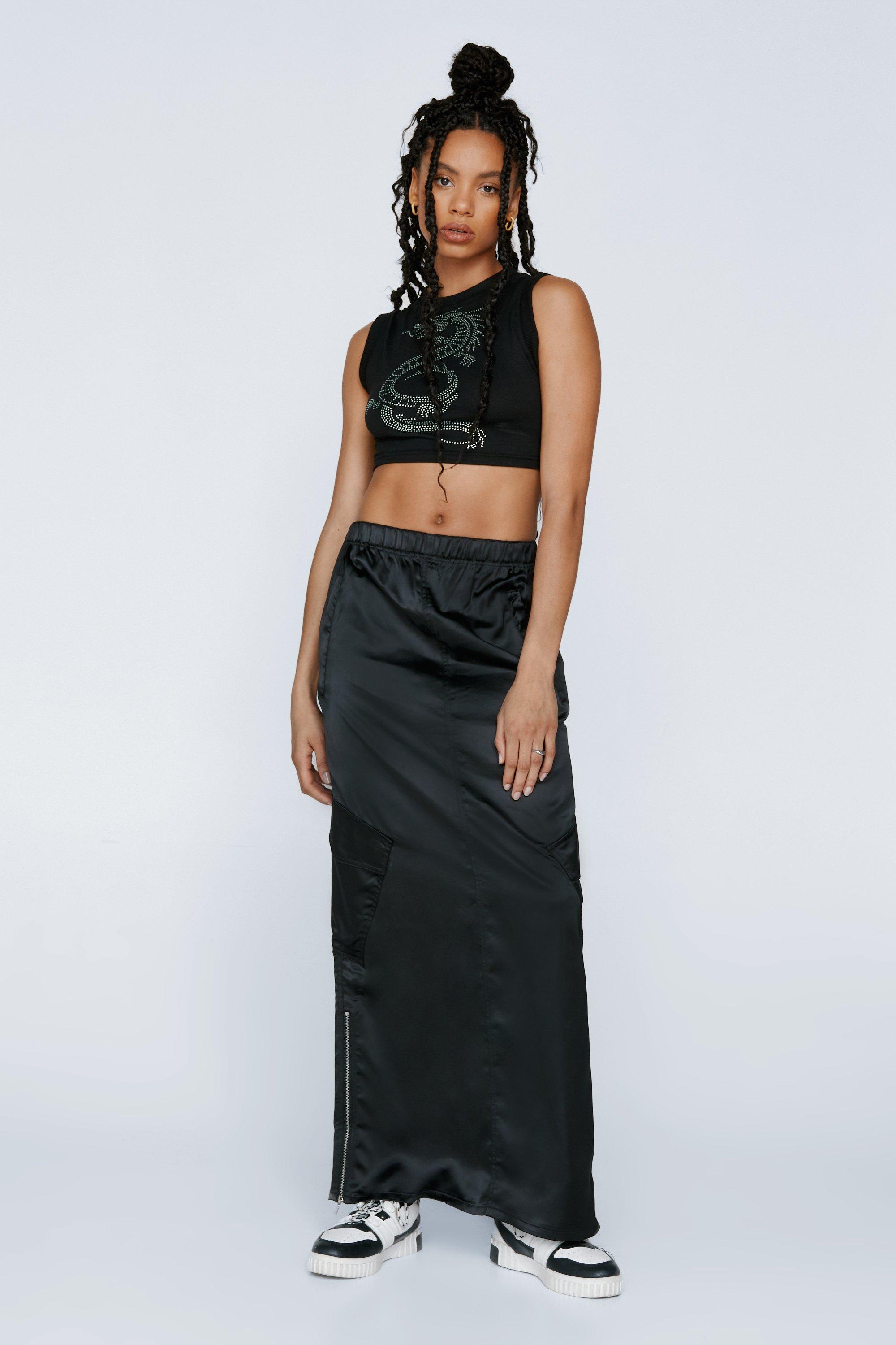 Black maxi skirt outlet boohoo