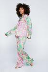 NastyGal Satin Floral Print Colour Block Pyjama Trousers Set thumbnail 4