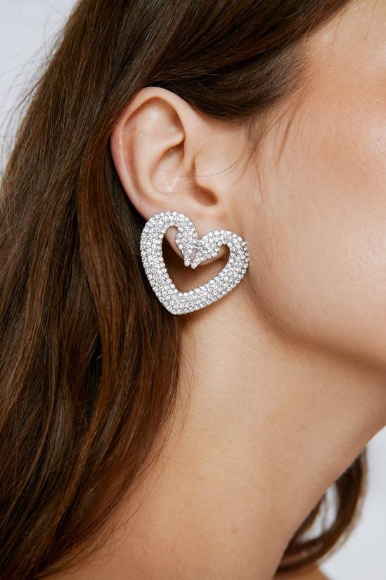 NastyGal Embellished Diamante Swan Heart Earrings 1