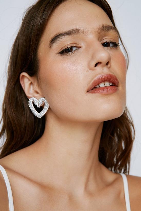 NastyGal Embellished Diamante Swan Heart Earrings 2